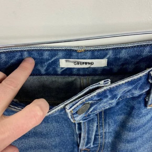 NWT GRLFRND Denim A-Frame Gusset Mini Skirt Revolve Eva Size 30 New With Tags - Picture 3 of 6